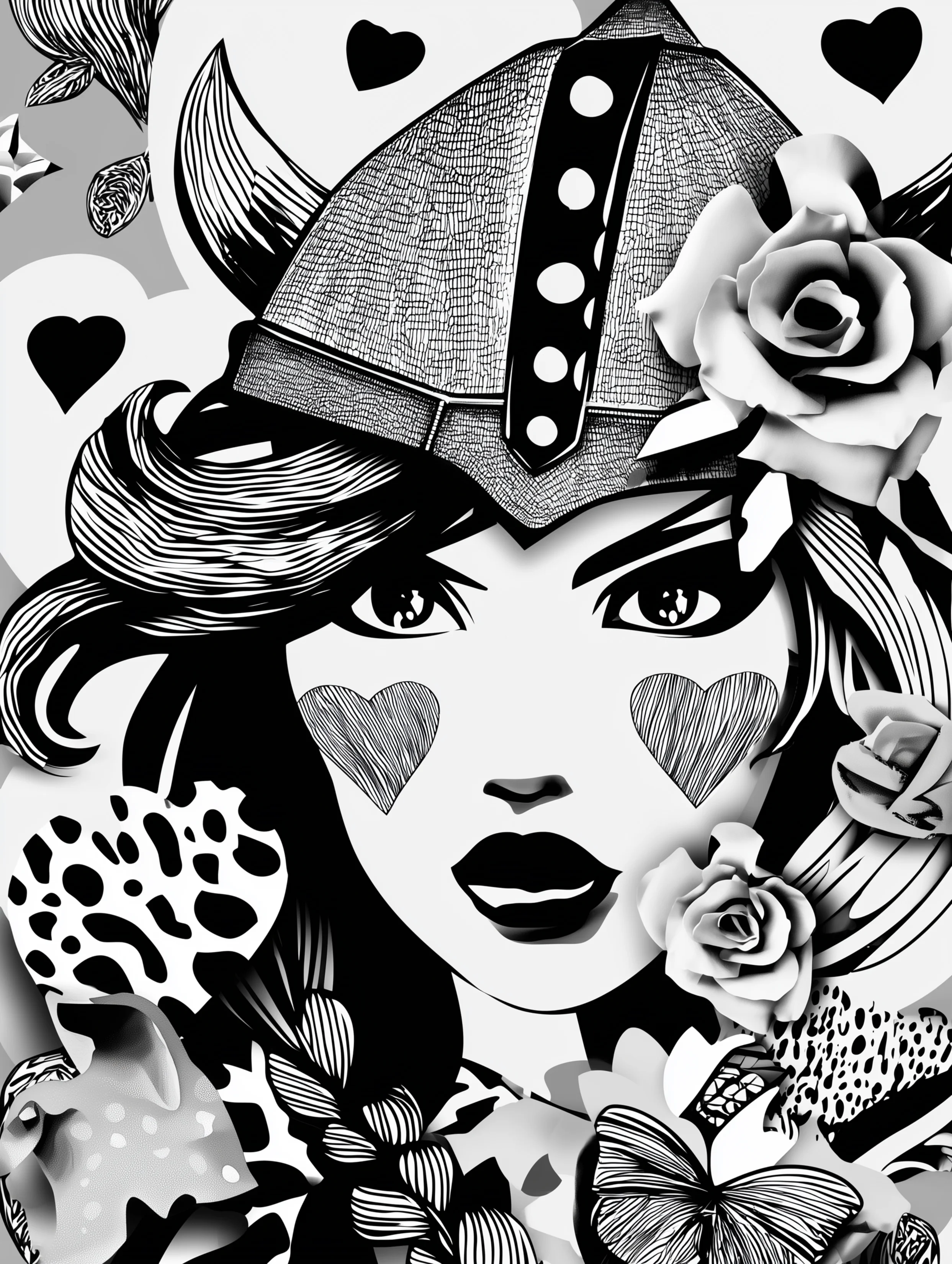 Free printable viking coloring page for adults featuring a viking woman with a floral helmet